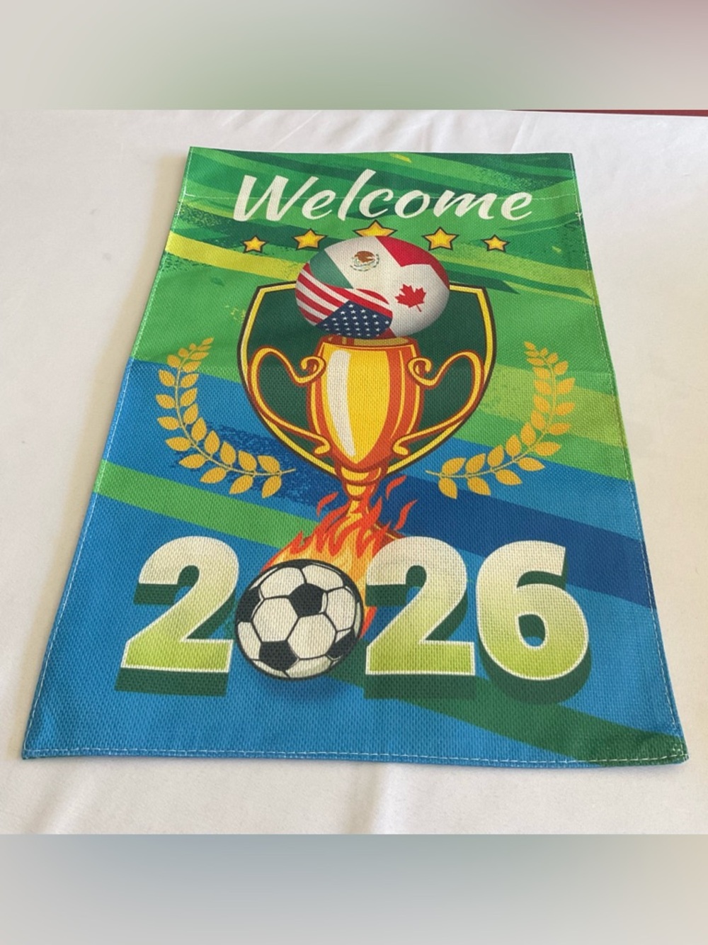 Welcome 2026 Green Soccer Decorative Garden Flag - Firm